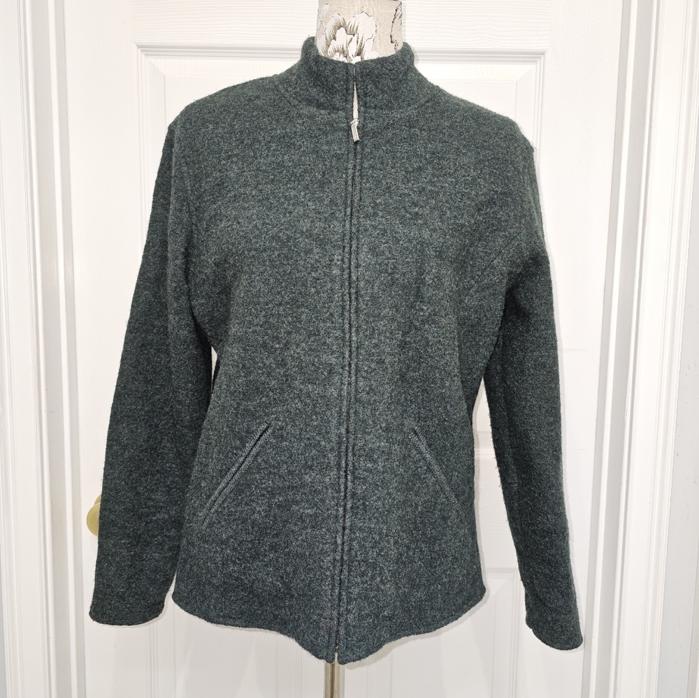 Talbots Green Cardigan with Full-Zip Design and Soft Texture - Picture 2 of 11